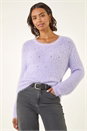 Lilac Embellished Fluffy Knit Jumper, Image 4 of 5