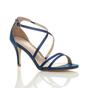 Navy Blue Mid Heel Crossed Straps Wedding Bridal Sandals, Image 1 of 6