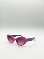 Pink Oval Cat-Eye Sunglasses in Hot Pink, Image 3 of 6