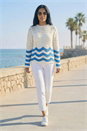 Ivory Chevron Crochet Knit Jumper, Image 3 of 4