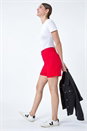 Red Stretch Elastic Waist Turn Up Shorts, Image 5 of 5