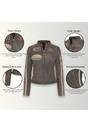 Sand Biker Racing Badges Leather Jacket, Image 3 of 5