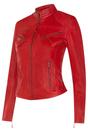 Red Slim-Fit Leather Biker Jacket-Tulsa, Image 4 of 7