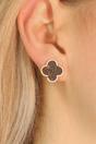 Black Large Black Clover Rose Gold Plated Stud Earrings, Image 1 of 3