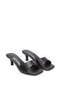 Black XY LONDON Black 'Pearl' Square Toe Stiletto Kitten Heel Mule Sandals, Image 3 of 6