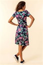Navy  Tropical Floral Square Neck Dress, Image 2 of 5