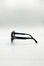 Black SVNX Black Bold Round Oversized Sunglasses In Black, Image 3 of 5
