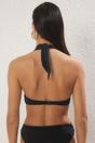 Black Strapless Bandeau Bikini Top with Halterneck Support Strap, Image 4 of 4