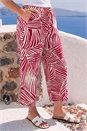 Wine Petite Print Linen Blend Cropped Trouser , Image 2 of 4