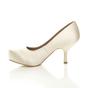 Ivory Mid High Heel Satin Court Shoes, Image 3 of 8