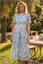 Blue Watercolour Lace Midi Dress , Image 2 of 4