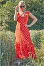 Red Polka Dot Frilly Midi Dress, Image 4 of 5