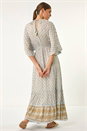 Light Blue  Shimmer Boho Border Maxi Dress, Image 3 of 5