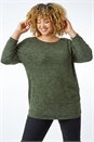 Khaki Curve Soft Knit Jersey Top, Image 2 of 5