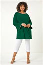 Forest Green Curve Diamante Trim Stretch Top, Image 2 of 5