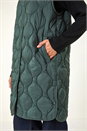 Forest Green Quilted Collarless Button Detail Gilet, Image 5 of 6