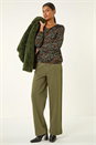 Green Printed Lace Stretch Top, Image 2 of 5