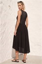 Black Ribbed Stretch Midi Dress, Image 3 of 4