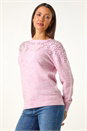 Light Pink Sparkly Diamante Knit Jumper, Image 4 of 5