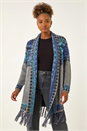 Grey Jacquard Edge Knit Cardigan, Image 4 of 5
