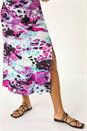 Purple Abstract Bias Linen Blend Midi Dress, Image 5 of 5