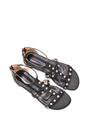 Black XY LONDON Black 'Julia' T-Bar Gladiator Sandals With Studded Details, Image 6 of 6