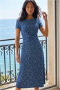 Navy Petite Twist Front Stretch Dress, Image 1 of 4