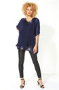 Navy  Sequin V-Neck Overlay Top, Image 2 of 5