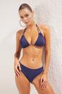 Navy WOVCOR Navy Triangle Bikini Set with Multi Strap Detail, Image 1 of 5