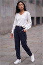 Navy  Petite Turn Up Trouser, Image 2 of 4