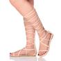 Natural AJVANI Natural Flat Knee High Lace Up Gladiator Sandals, Image 1 of 1