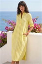 Yellow Textured Stripe Shirt Dress, Image 1 of 4