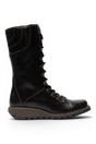Black Womens Leather Ankle Boots-STER767, Image 1 of 5