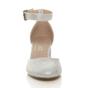 Silver AJVANI Silver Mid Block Heel Ankle Strap 2 Part Heels, Image 6 of 6