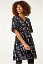 Black Lace Trim Floral Dress, Image 2 of 5