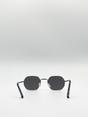 Silver Hexagon Metal Frame Sunglasses with Mirror Lenses in Silver, Image 4 of 4
