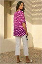 Magenta Polka Dot Button Back Top, Image 3 of 4