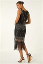 Black Embellished Flapper Dress, Image 3 of 5