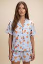 Sky Blue The Night Store Sky Blue Spritz Cotton Pyjama Short Set, Image 7 of 8