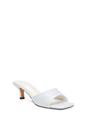 White XY LONDON White 'Pearl' Square Toe Stiletto Kitten Heel Mule Sandals, Image 2 of 6