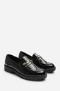 Black Aadhya Black Chunky Snaffle Trim Detail Loafers, Image 4 of 6