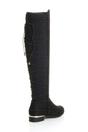 Black Elastic Tie Up Riding Knee High Boots, Image 4 of 6