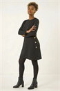 Black Side Button Detail Swing Dress, Image 1 of 5