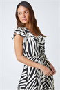 White Zebra Print Maxi Wrap Dress, Image 4 of 5