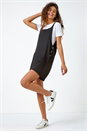Black Shoulder Tie Cotton Playsuit, Image 4 of 6