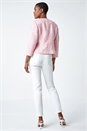 Bright Pink Smart Textured 3/4 Sleeve Boucle Jacket, Image 3 of 5