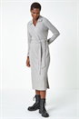 Grey Ribbed Midi Jumper Stretch Dress, Image 4 of 5