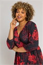 Red Curve Floral Print Wrap Dress, Image 4 of 4