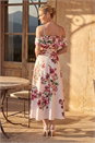 Cream  Floral Premium Stretch Midi Dress, Image 3 of 4