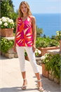 Cerise Floral Print Pleat Front Vest Top, Image 3 of 4